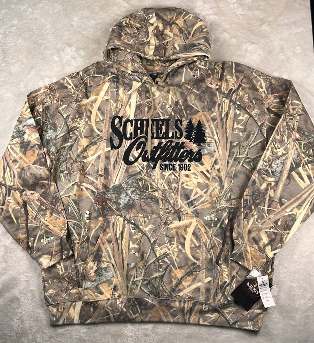 KING'S CAMO Hoodie Men's Sz 2XL Appliqué Pullover Sheels Outfitters Hunting NEW